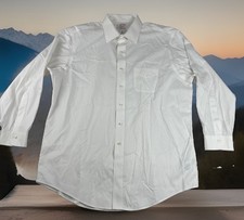 Brooks Brothers Madison fit Men White Pinpoint Oxford Dress Shirt 17-34 Non-Iron