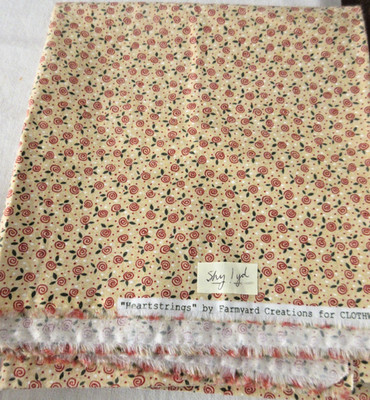 Clothworks Farmyard Creations HEARTSTRINGS Fabric Shy 1 Yd