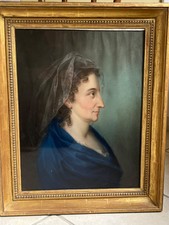 Tableau ancien pastel XVIII° siècle Portrait E von Clermont 1780 Nicolas MONPEUR