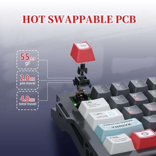 KY67 65% Wireless Mechanical Gaming Keyboard, Aluminum Alloy Hollow Design, G... - Picture 3 of 7