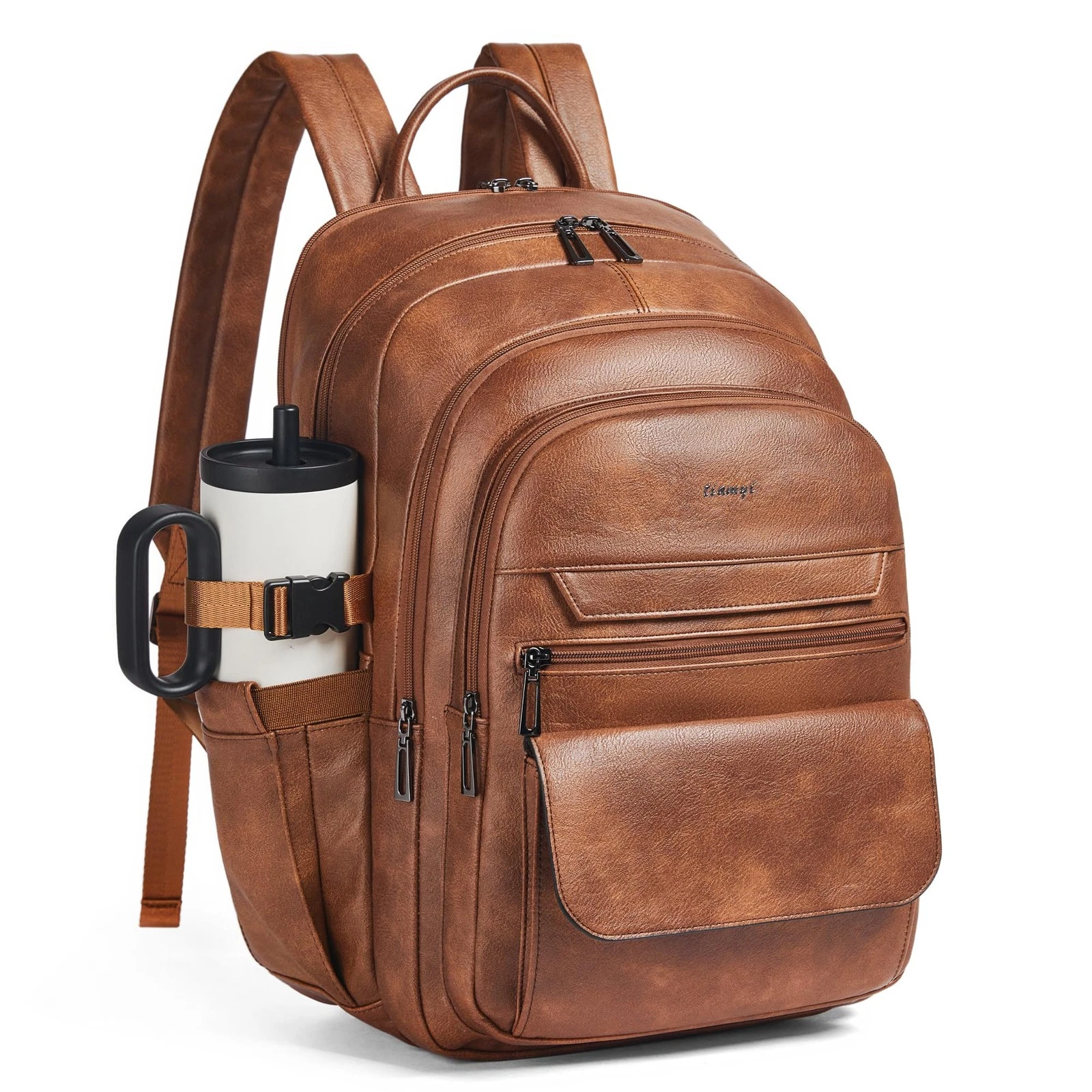 Vegan Leather Backpack, TSA Travel Backpack for Men and Women, Fits 17.0 Inch...