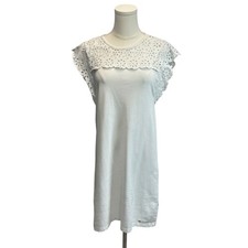 Tommy Hilfiger Eyelet T-Shirt Dress White Flutter Sleeve Preppy Coastal Sz S