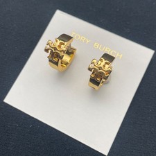 Classic fashion gold Tory Burch logo earrings