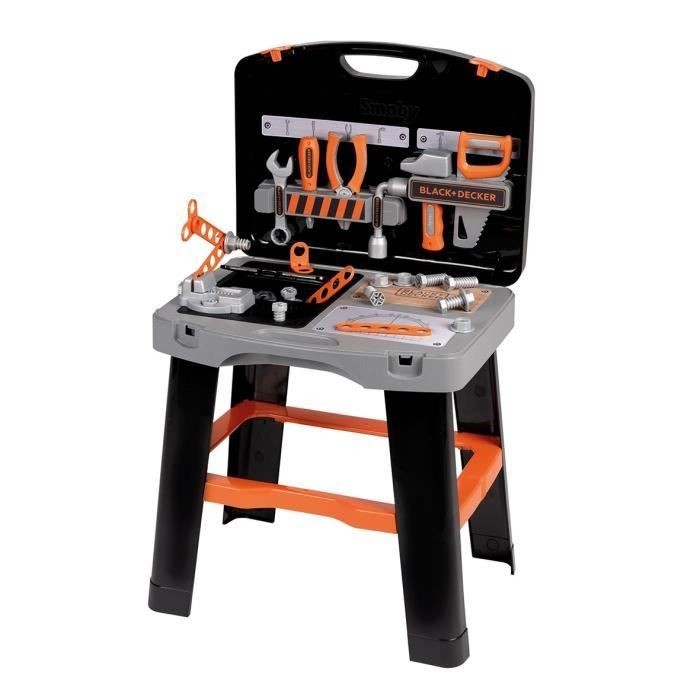 Etabli bricolo smart Smoby Black and Decker avec mallette jeu d'imitation enfant bricolage