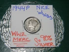 1944 P Mercury 90% Silver {WWII} Dime -[PHILADELPHIA MINT] (82 YEARS OLD)