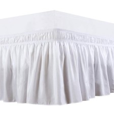 Elegant Decor 100 Egyptian Cotton Bed Skirt - 9" Drop Wrap Queen, White