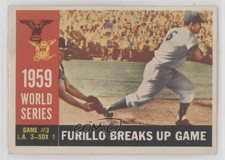 1960 Topps World Series Carl Furillo Game #3: Breaks Up (White Back) #387 11r1