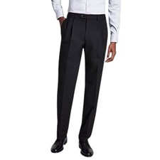 Michael Kors Mens Classic fit Pleated Dress Pants 38 / 32 Black Solid Stretch