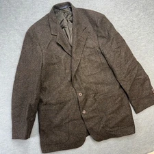 Vintage Lands End Sport Coat Mens 40R Virgin Wool Brown Blazer Jacket Academia