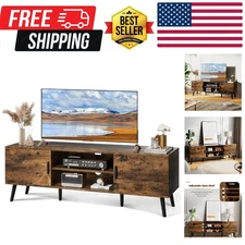 TV Stand for 55 Inch TV, Entertainment Center with Adjustable Shelf, 2 Cabine...