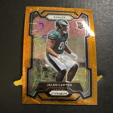 2023 Panini Prizm Rookie Card Jalen Carter #381 Orange Lazer Fly Eagles Fly NFL