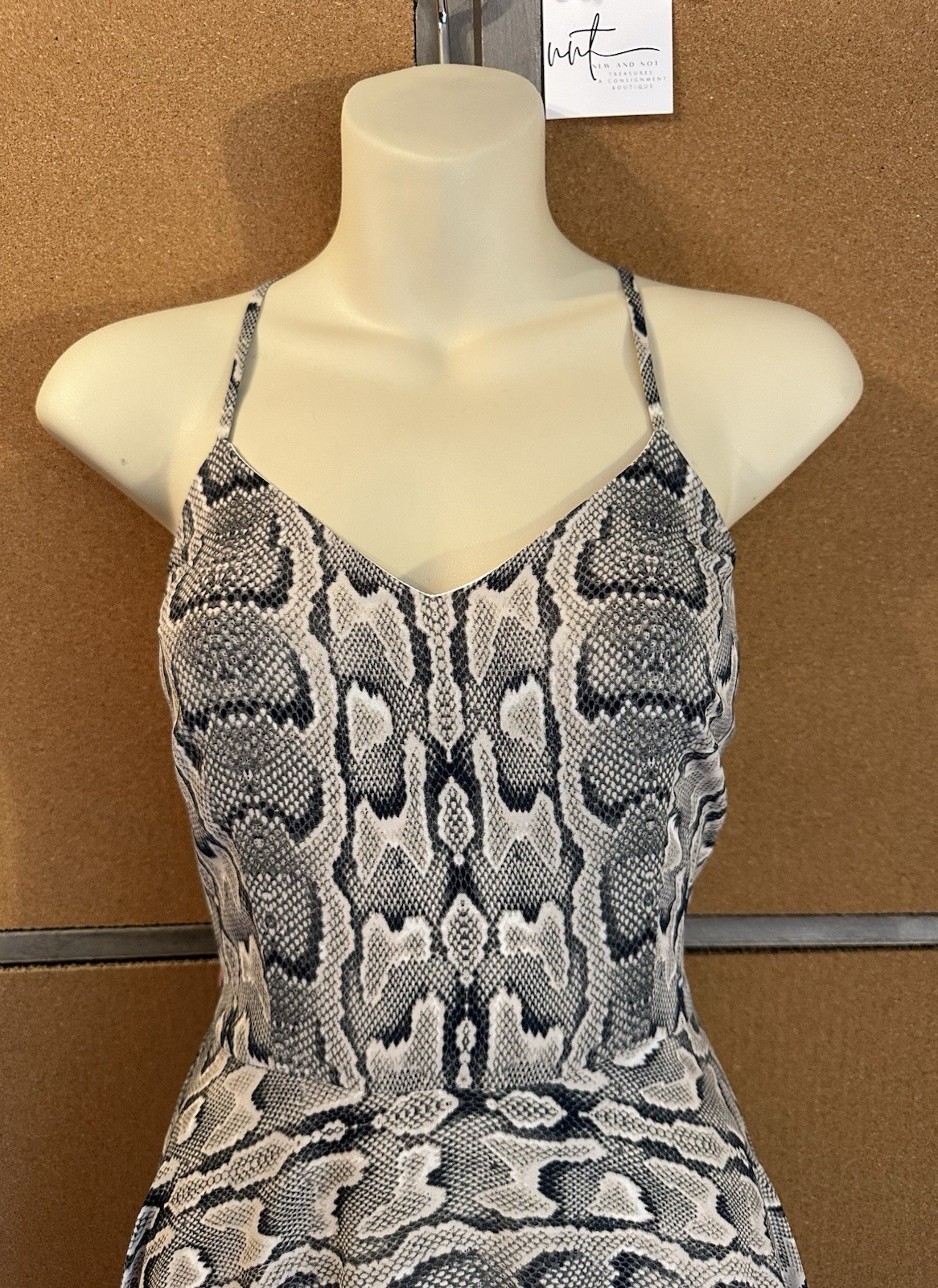 Express Python Snake Print Lined Halter Mini Dres… - image 4