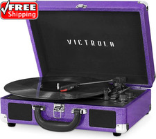 Journey Bluetooth Portable Suitcase Record Player   with Built-In Speakers, 3 Sp