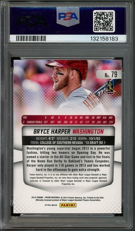 2014 Panini Prizm #79 Bryce Harper NM-MT Camo Prizm PSA 8 Nationals 8183 view 2