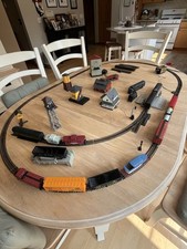 Vintage TYCO HO Model Train Collection Lot With Locomotives Cars Track Buildings