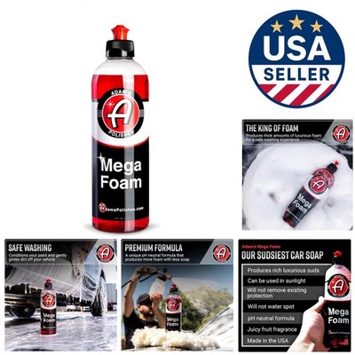 Adam's 16oz Mega Foam Shampoo - Advanced pH Neutral Clean Without Stripping