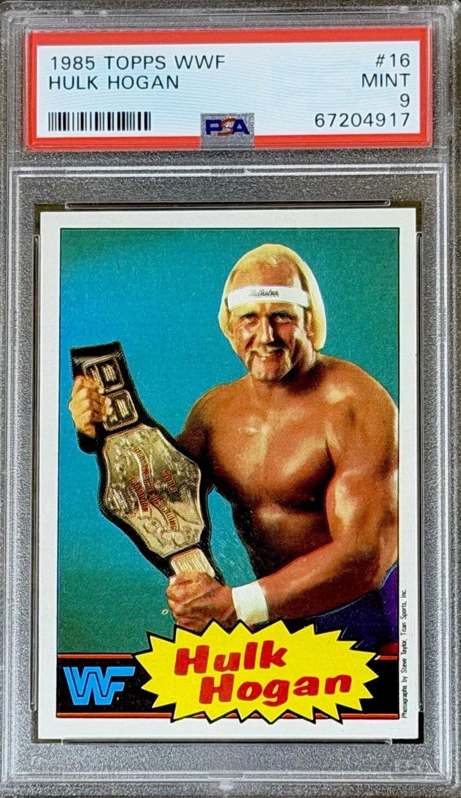 1985 Topps #16 Hulk Hogan WWF WWE Champion ROOKIE RC PSA 9 MINT ONLY 2 HIGHER