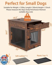 Piskyet Dog Crate Furniture,Wooden Dog Crate End Table with Storage Drawerand...