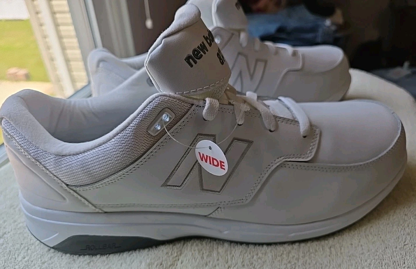 New Balance 813 MW813WT scarpa sneaker uomo bianca larga pelle lifestyle nuova con etichetta taglia 14