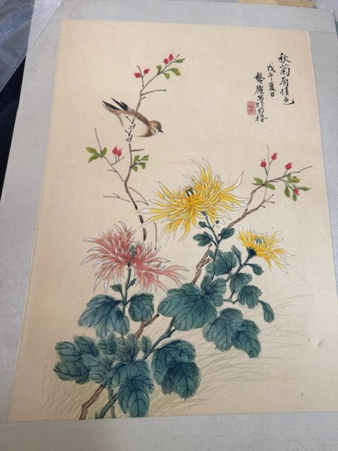 Antique  Chinese Water Color  Painting On Silk