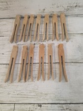 13 Vtg. Weathered Wood Clothespins Clothes Pin Square Head Craft Hobby Art