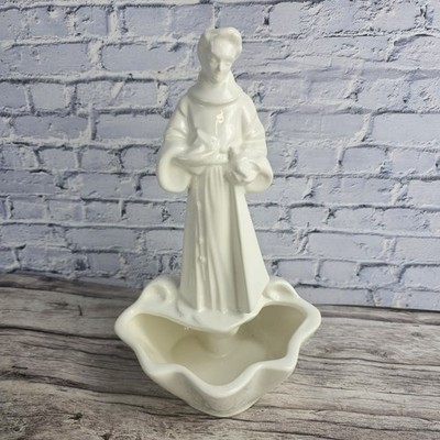 Vintage Saint Francis of Assisi Planter Hull Pottery #89 Matte White Ceramic Pla