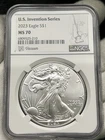 2023 $1 American Silver Eagle 1 oz NGC MS70 Coin US Invention Series - Vacuum