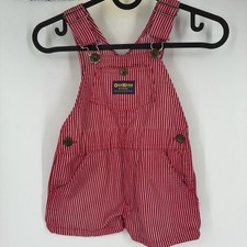 Vintage 90s Oshkosh B  gosh 5 Red Pin Stripe Bibs Shortalls Shorts