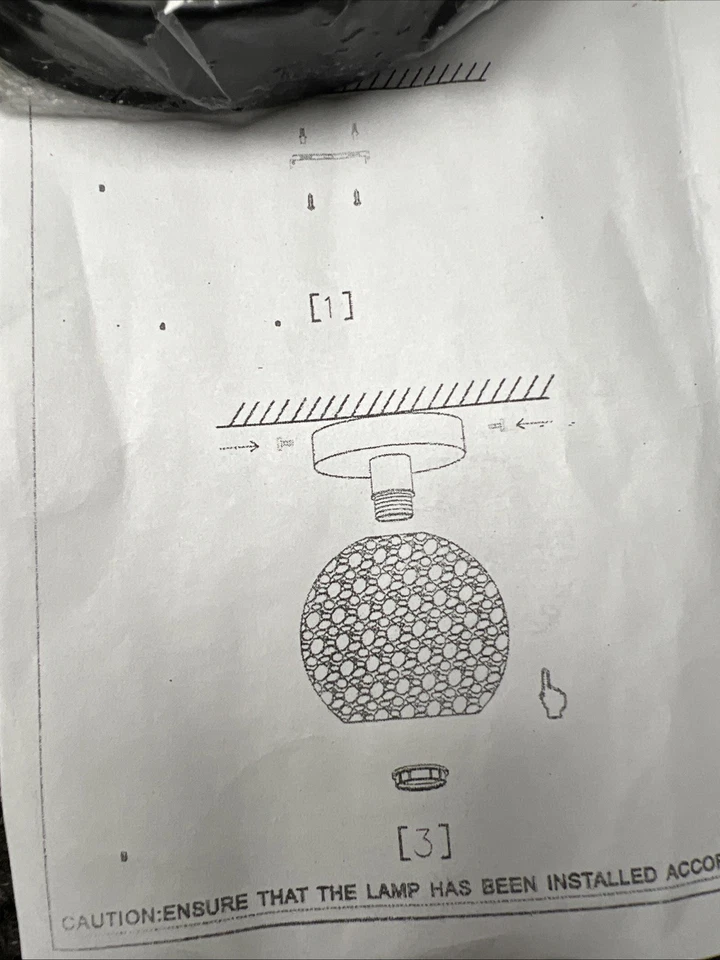 YANSUN 7 pulgadas Lámpara de techo de montaje semi empotrado negra de 1 luz pantalla de cristal Foto 2 de 4