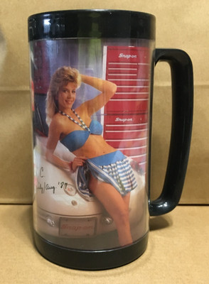 Snap-On Tools Thermo-Serv Tool Girl Plastic Mug July/Aug '87 K C Winkler