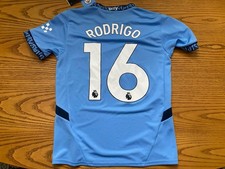 Manchester City 24/25 Home Puma Soccer Jersey Shirt Kit  16 Rodrigo Small