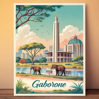 Gaborone Botswana - Vibrant Cityscape Travel Poster Art Print_moreDetail_4k_4096