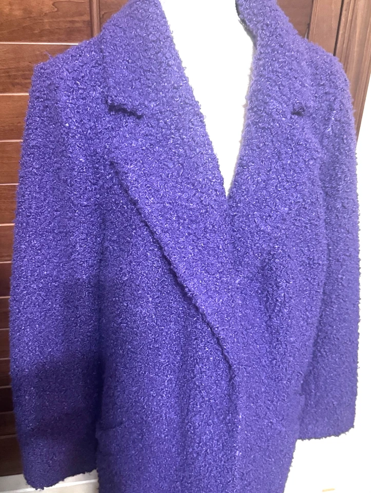 Abrigo Alfani Púrpura Boucle Mujer Talla M Largo Abrigo Bolsillos Foto 2 de 4