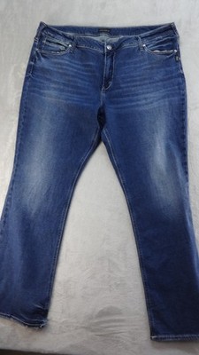 Silver Jeans Co Womens Suki 17'' Bootcut Jeans Blue Stretch Distressed W44 L33