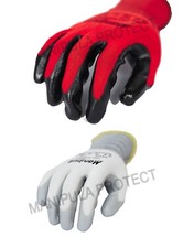 Manipula Protect PPE Work Gloves PREMIUM NITRILE COATED RedWhite Building Garden