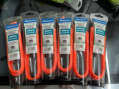 New 6-pack Shakespeare Push N Load Replacement Line .095 in 20 Pre-Cut Strips