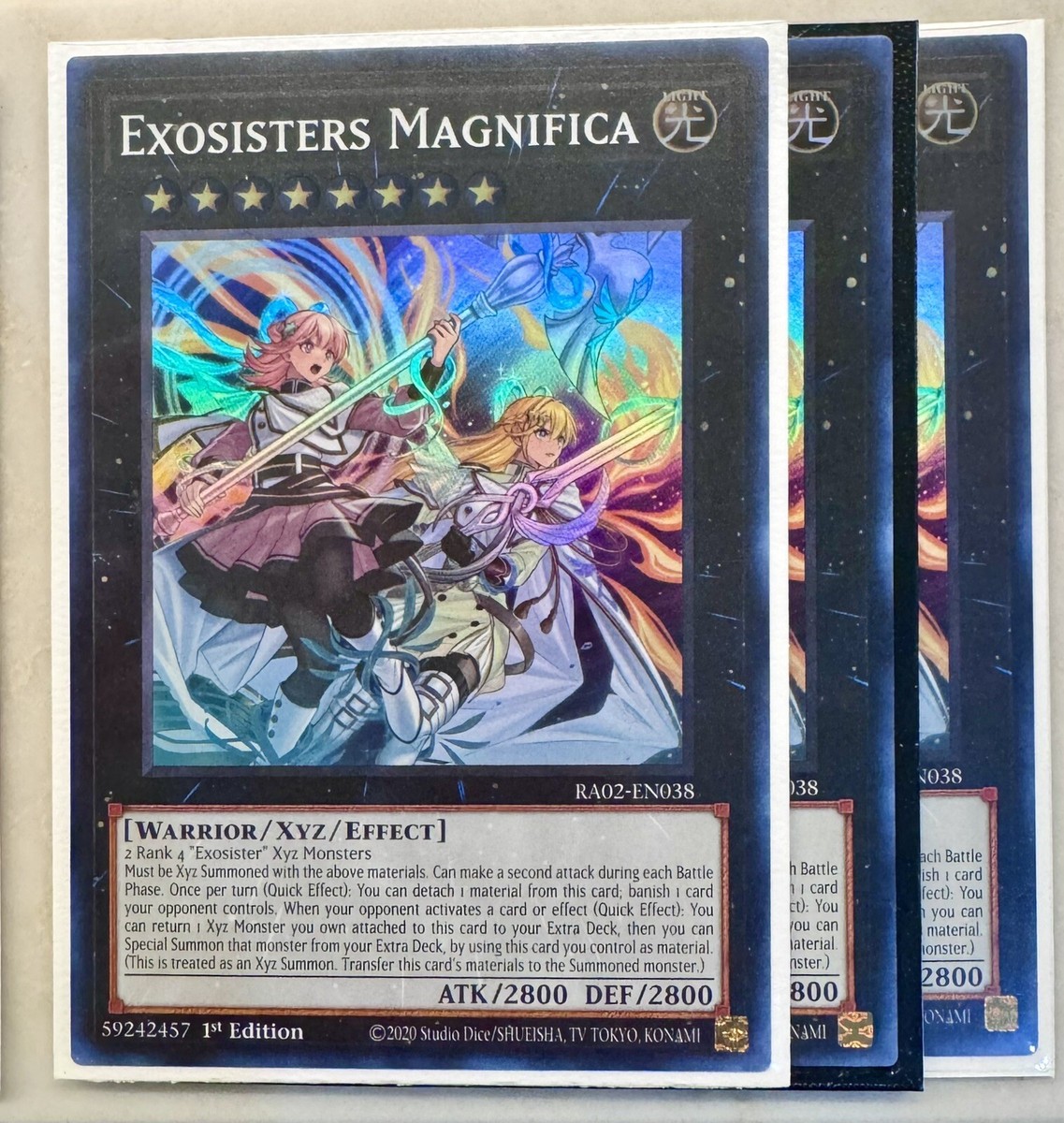 遊戯王 Exosisters Magnifica 3枚セット 3x Exosisters Magnifica 1st Edition Super Rare RA02-EN038 Yu-Gi-Oh
