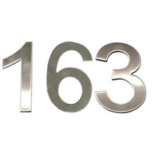 Stick-On House Numbers - No 163 - Stainless Steel - 10cm - Door, Fence, Gate