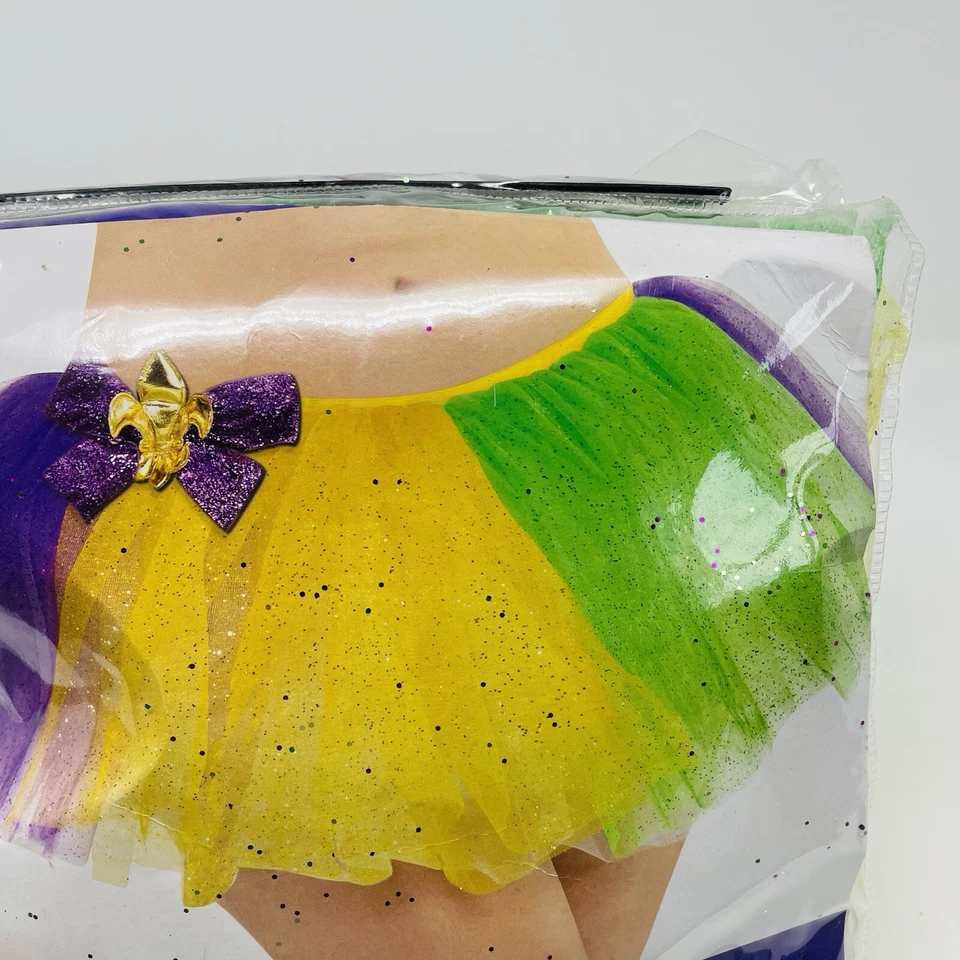 Adulto OSFM Brillo Malla Tutú Falda Verde Púrpura Dorado Halloween Mardi Gras 457 Foto 4 de 4
