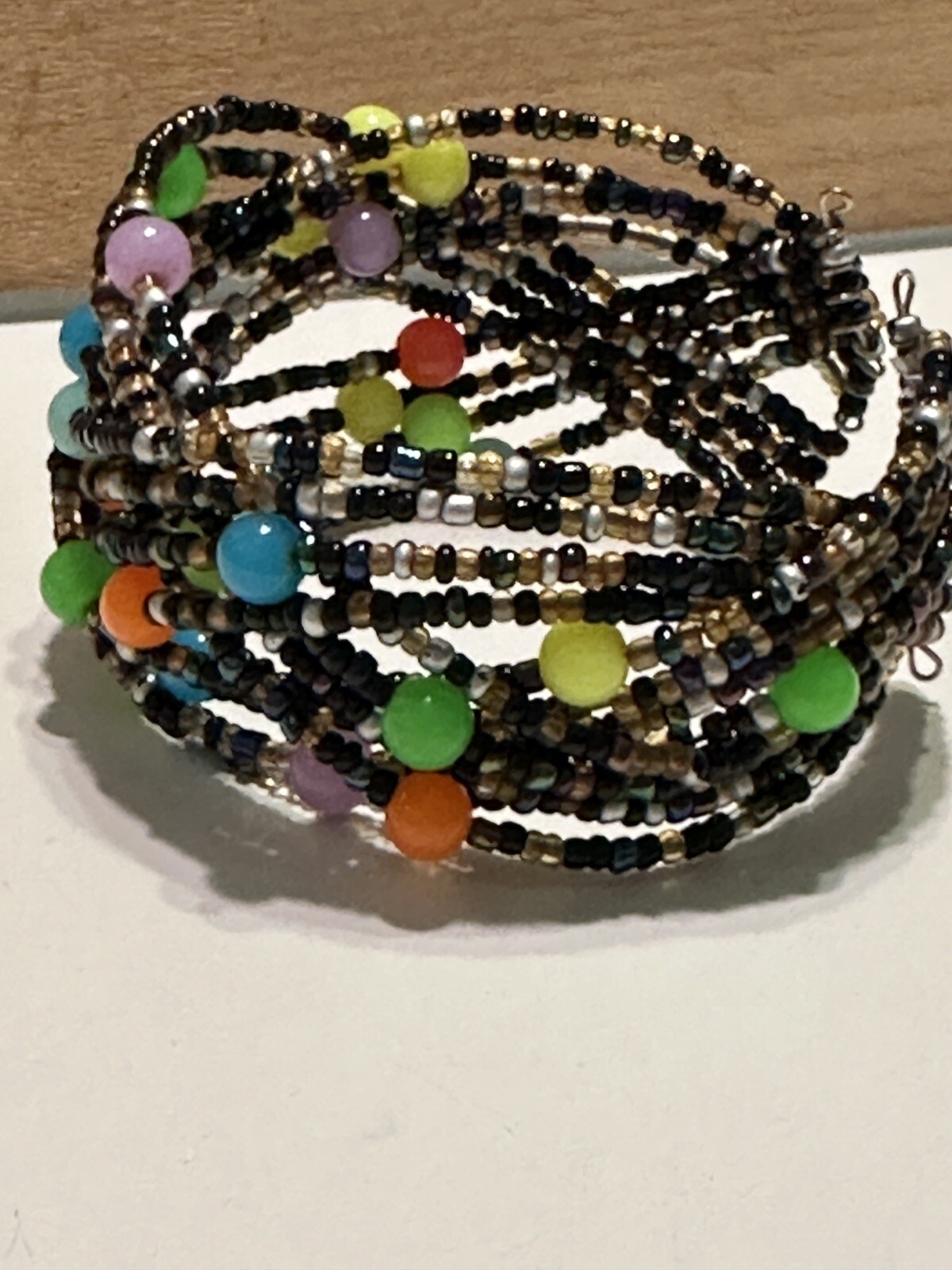 Beaded Statement Cuff Arm Wrap Bracelet Boho Brai… - image 3