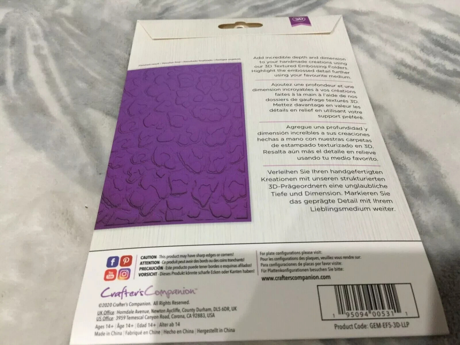 Crafter's Companion Gemini 5" x 7" 3D Embossing Folder Prints - SET OF ...