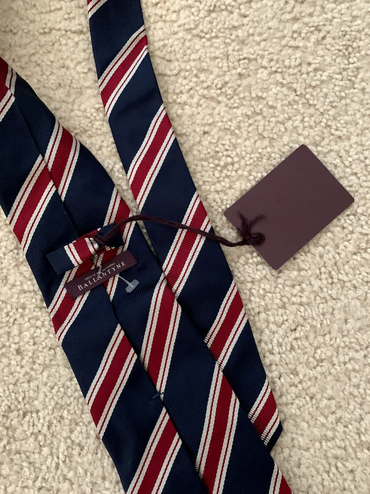 Новый с Ярлыками мужской Ballantyne синий и красный в полоску и узор галстук - Изображение 3 из 3