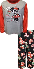 DISNEY Women's Minnie Mouse Christmas Jingle Pajama Set sz M Medium PJs