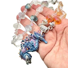 Kirks Folly Womens Necklace Seahorse Magic Crystal Beads Silver Magnetic Clasp
