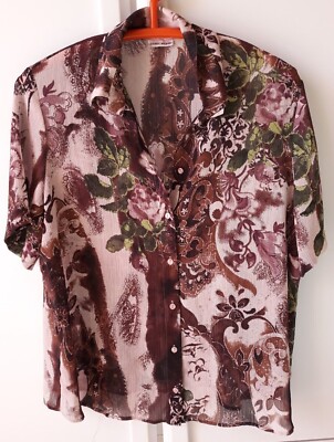2.6.2/ Gerry Weber Chiffon Bluse Gr. 44 dunkellila grün creme
