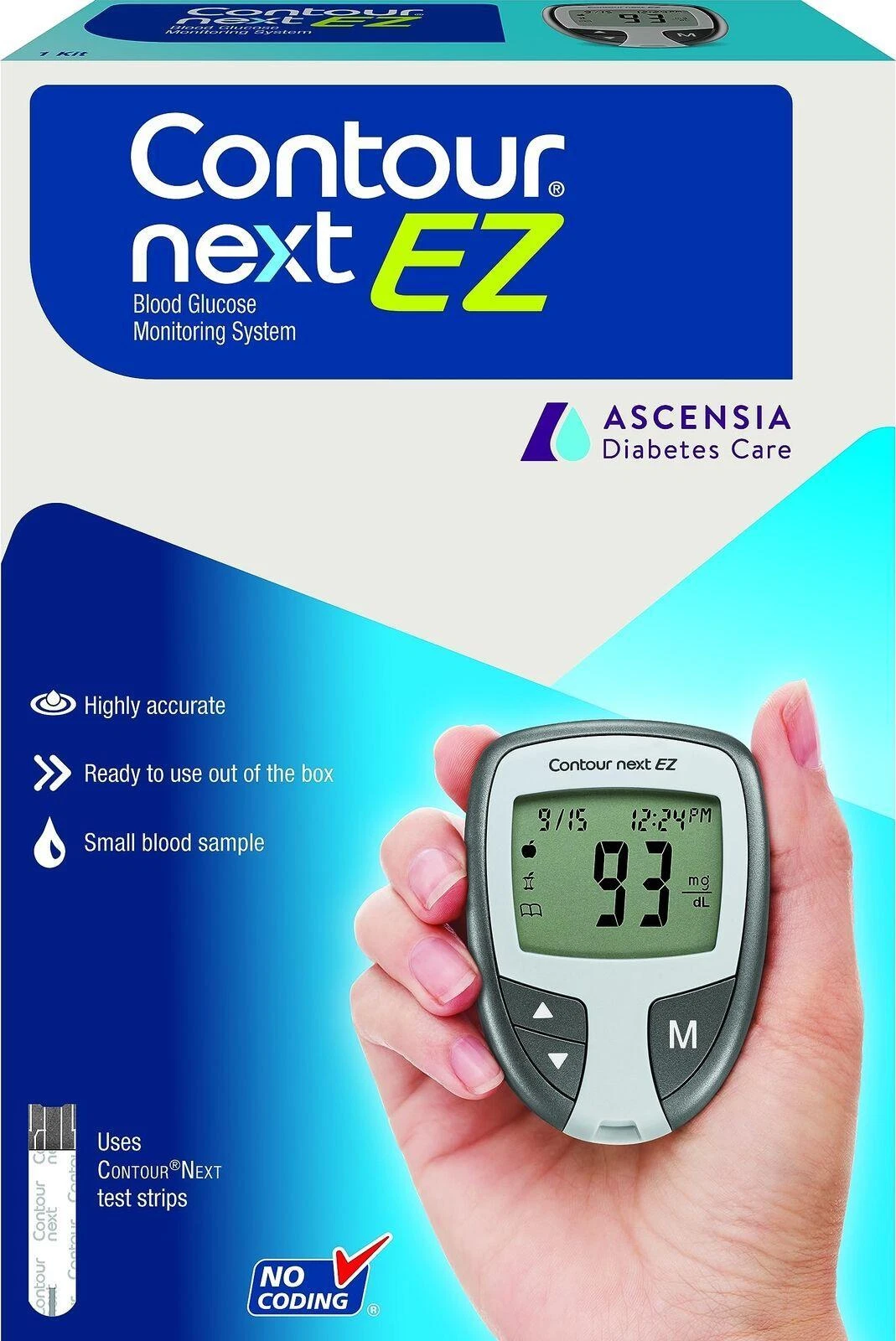 Contour Next Ez Blood Glucose Meter Accurate Testing No Coding Personal Stats - Picture 1 of 6