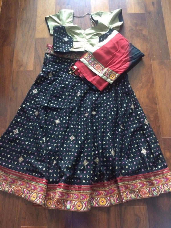 NEW Chaniya Choli Garba Lengha Red Black Gold Ombre Sari Salwar Anarkali 