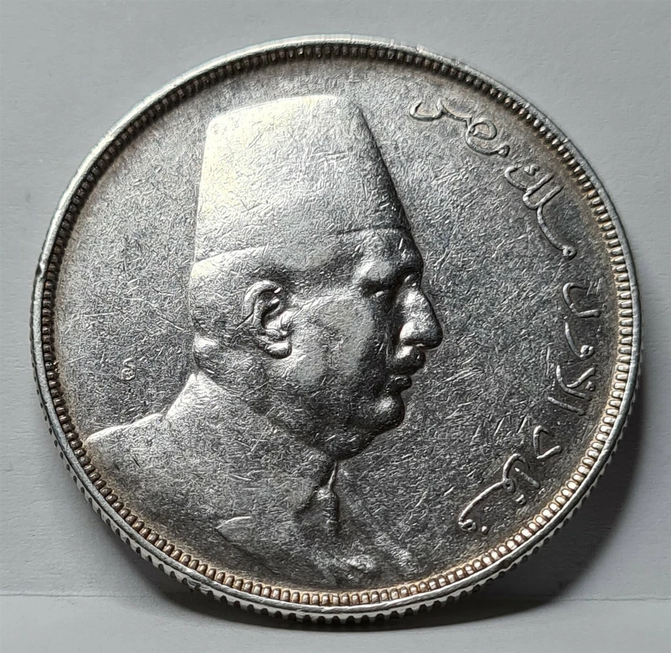 EGYPT 20 piastres 1923 H King FUAD AH 1341 VF XF Silver Scarce Birmingham #E28 - Image 3 of 4