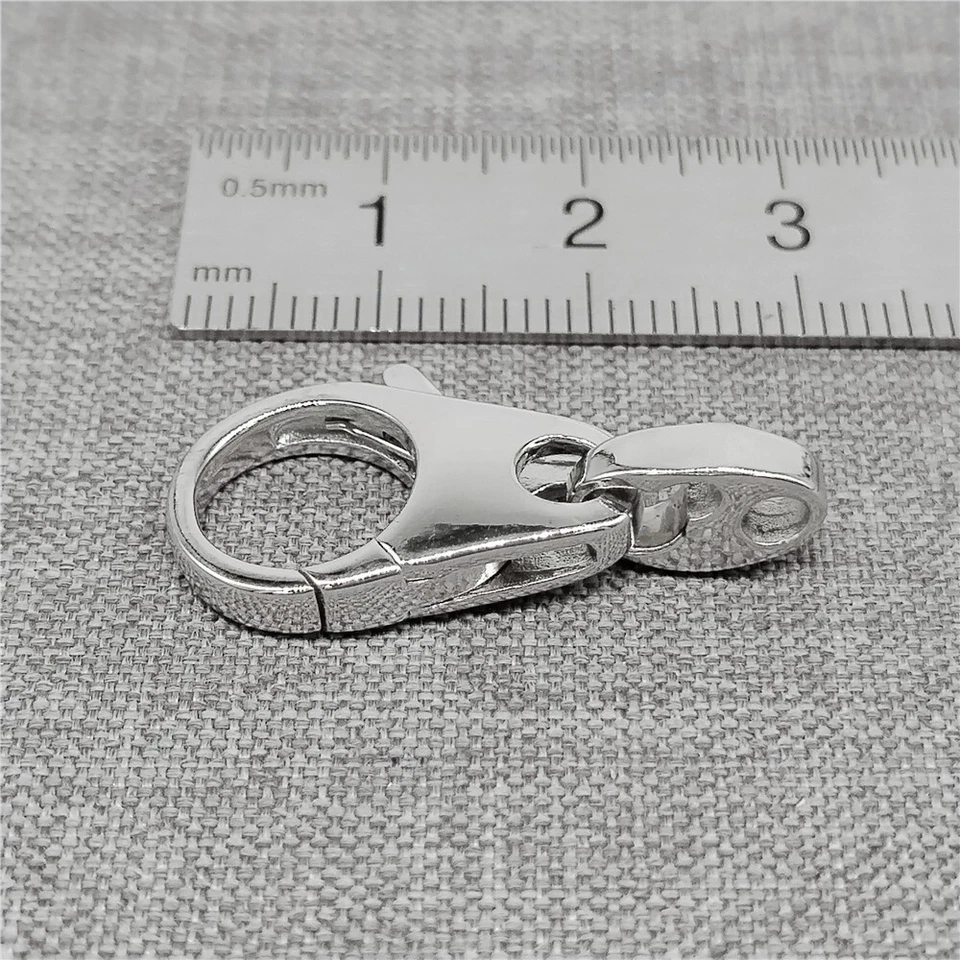 Cierre de langosta grande de plata de ley enchapado en rodio de plata 925 cierre de garra lisa Foto 2 de 4
