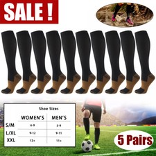 1/5 Pairs Copper Compression Socks 20-30mmHg Graduated Support Mens Womens S-XXL